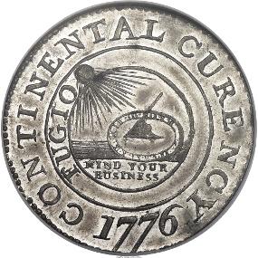 1776 Continental Currency Dollar, Obverse