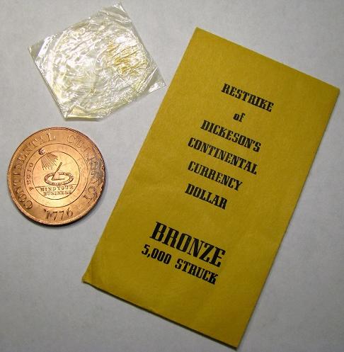 DM Rare Coins displays original packaging from the 1962 Bashlow Continental Currency Dollar Restrike, HK-853A.