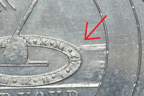 Die clashing found on all post-1876 issues of Dickesons Continental Currency Dollar