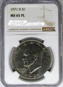 NGC certifies first 1971-D Prooflike Eisenhower dollar. Images courtesey of DM rare Coins coin photography service.