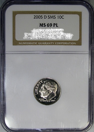 NGC PL Prooflike Roosevelt Dime from Satin Finish set. NGC MS69PL